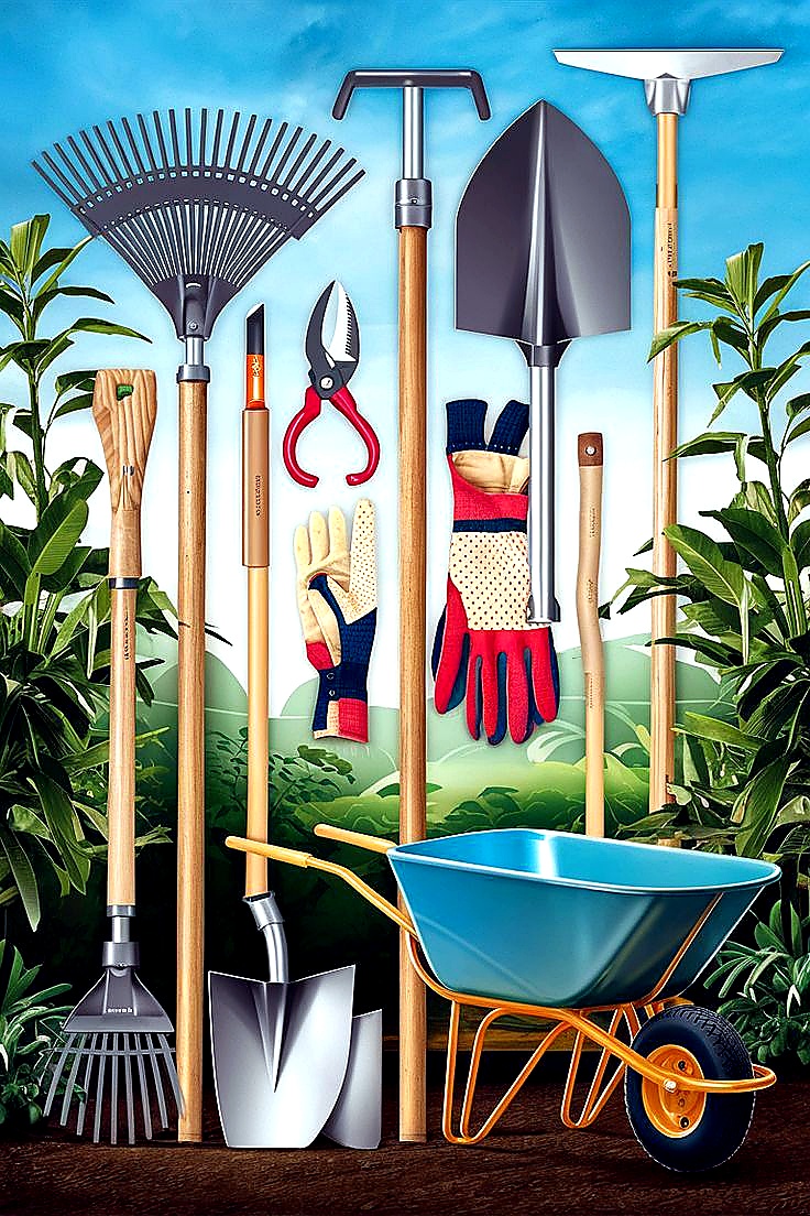 Assorted garden and hardware tools
